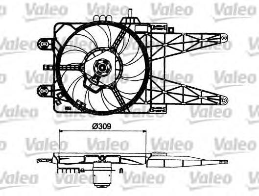 46785738 Fiat/Alfa/Lancia dyfuzor chłodnicy, w komplecie z silnikiem i wirnikiem