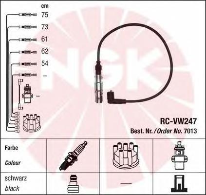 Zestaw przewodów wysokiego napięcia NGK 7013 cena, od 74,27 USD