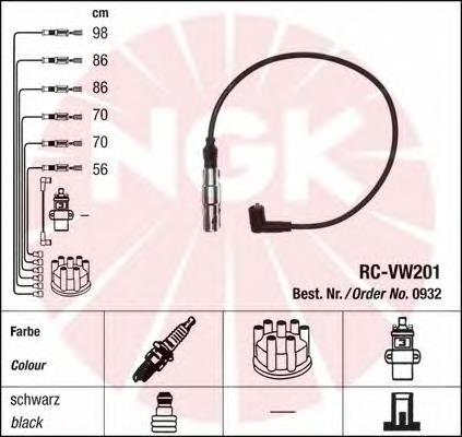 Do koszyka 0932 NGK Zestaw przewodów wysokiego napięcia