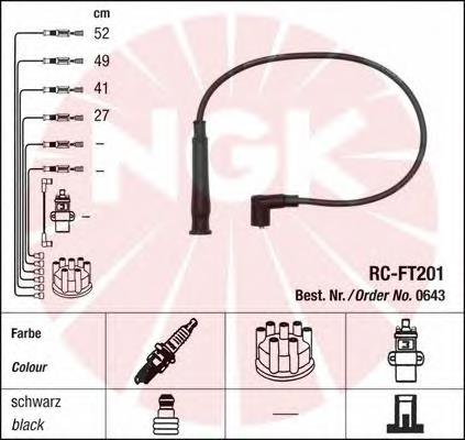 Zestaw przewodów wysokiego napięcia NGK 0643 cena, od 29,03 USD