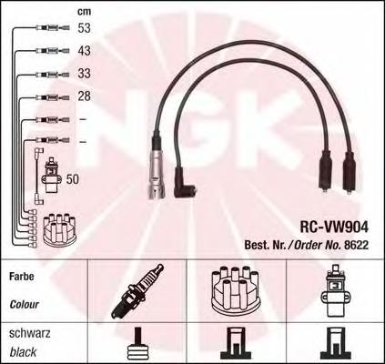 Zestaw przewodów wysokiego napięcia NGK 8622 cena, od 49,22 USD