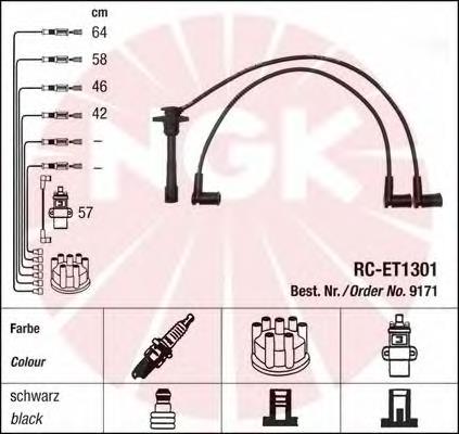Zestaw przewodów wysokiego napięcia NGK 9171 cena, od 60,62 USD