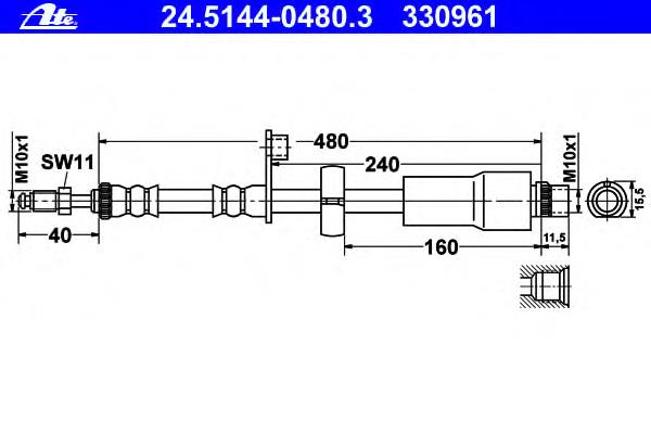 T61112 Brembo Przewód hamulcowy przedni