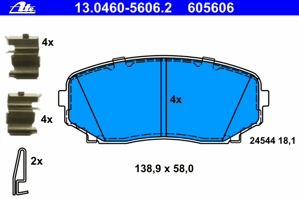 13046056062 ATE klocki hamulcowe przednie tarczowe