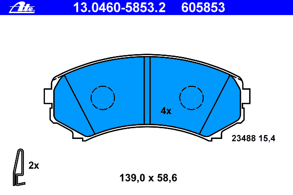 13.0460-5853.2 ATE klocki hamulcowe przednie tarczowe