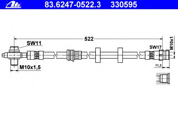 83.6247-0522.3 ATE przewód hamulcowy przedni