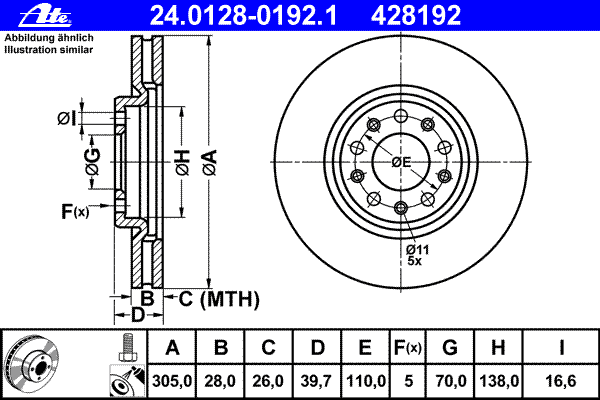 Tarcza hamulcowa przednia K68246458AA Fiat/Alfa/Lancia