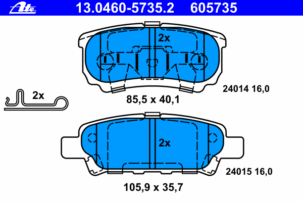 13.0460-5735.2 ATE okładziny (klocki do hamulców tarczowych tylne)