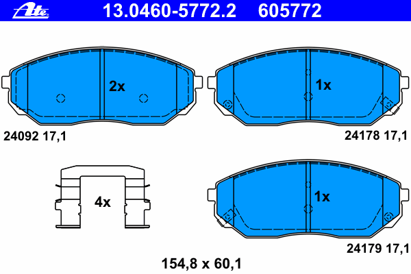 13.0460-5772.2 ATE klocki hamulcowe przednie tarczowe