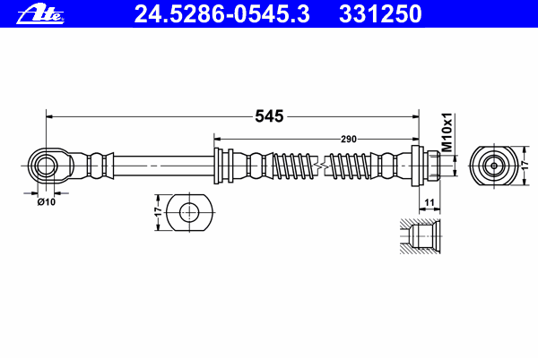 Przewód hamulcowy przedni Mitsubishi MR407889 cena, od 22,81 USD