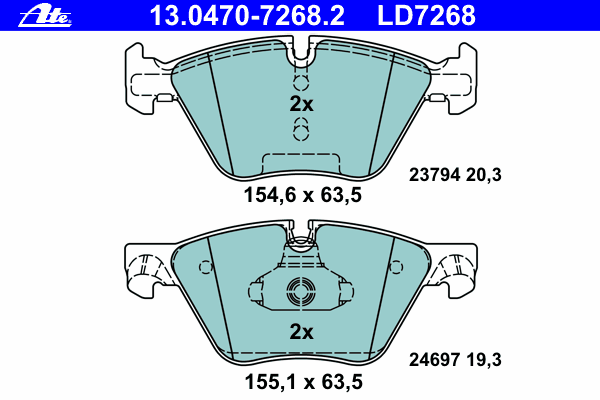 13047072682 ATE klocki hamulcowe przednie tarczowe