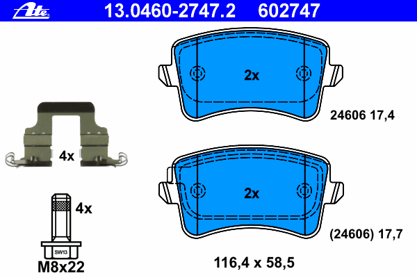 13.0460-2747.2 ATE okładziny (klocki do hamulców tarczowych tylne)