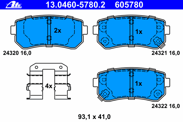 13.0460-5780.2 ATE okładziny (klocki do hamulców tarczowych tylne)