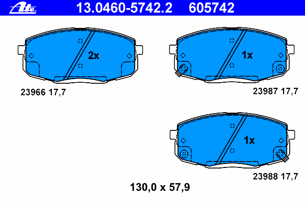 13.0460-5742.2 ATE klocki hamulcowe przednie tarczowe