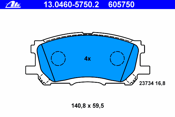 13.0460-5750.2 ATE klocki hamulcowe przednie tarczowe