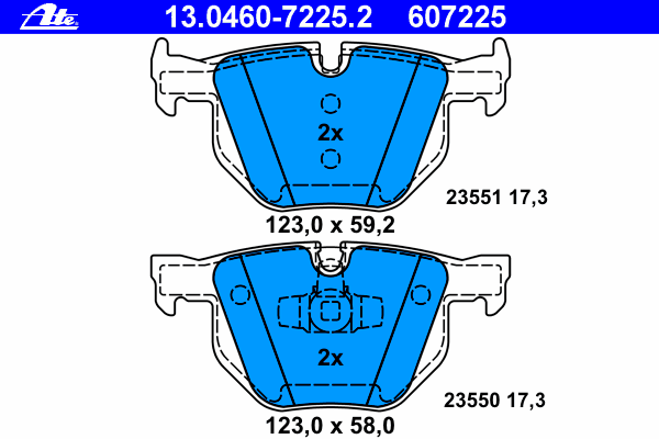 13.0460-7225.2 ATE okładziny (klocki do hamulców tarczowych tylne)