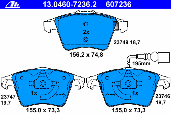 13.0460-7236.2 ATE klocki hamulcowe przednie tarczowe