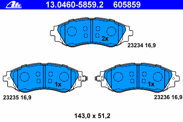 13046058592 ATE klocki hamulcowe przednie tarczowe