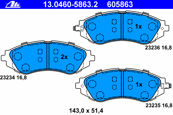 13046058632 ATE klocki hamulcowe przednie tarczowe