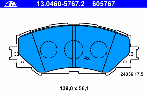 13.0460-5767.2 ATE klocki hamulcowe przednie tarczowe