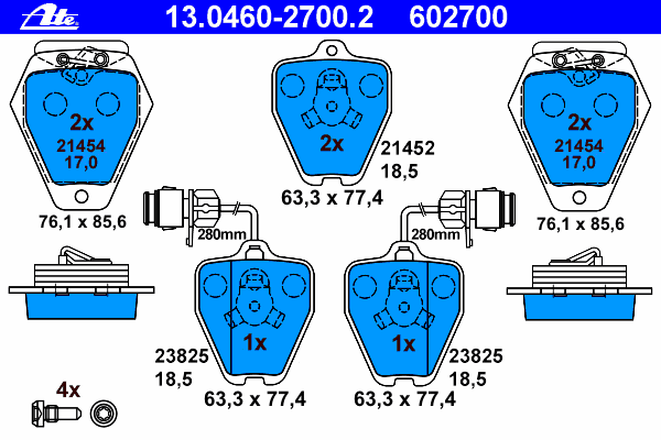 13046027002 ATE klocki hamulcowe przednie tarczowe