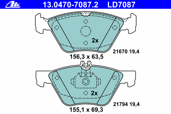 13.0470-7087.2 ATE klocki hamulcowe przednie tarczowe