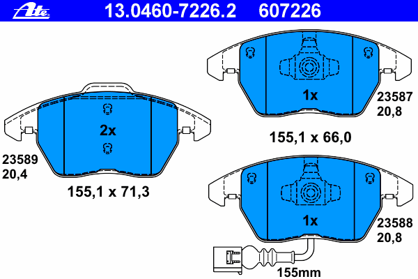 13046072262 ATE klocki hamulcowe przednie tarczowe