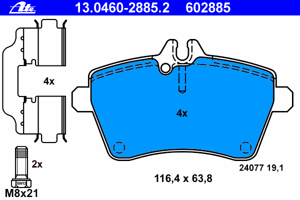 Klocki hamulcowe przednie tarczowe Mercedes A1694200220 cena, od 25,88 USD