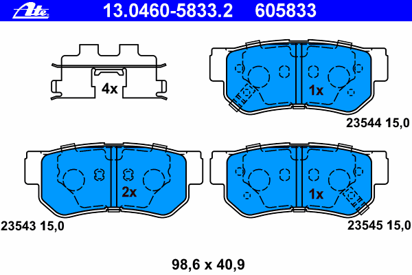 13.0460-5833.2 ATE okładziny (klocki do hamulców tarczowych tylne)