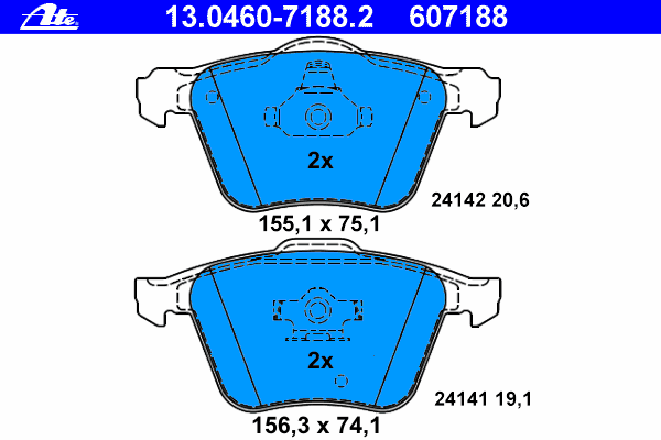 13.0460-7188.2 ATE klocki hamulcowe przednie tarczowe