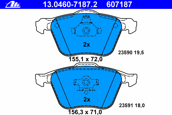 13.0460-7187.2 ATE klocki hamulcowe przednie tarczowe