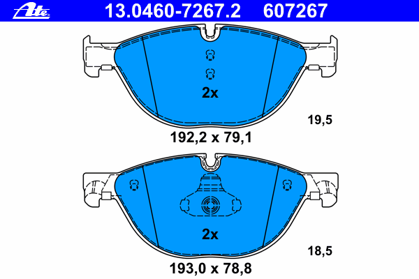 13.0460-7267.2 ATE klocki hamulcowe przednie tarczowe