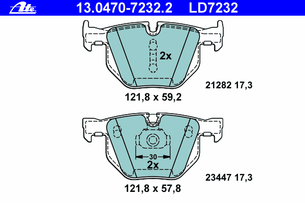 13047072322 ATE okładziny (klocki do hamulców tarczowych tylne)