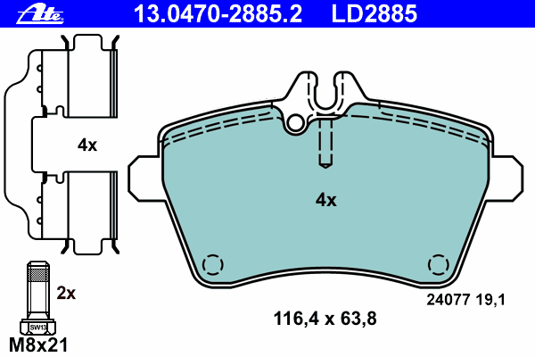 Do koszyka A1694200220 Mercedes Klocki hamulcowe przednie tarczowe