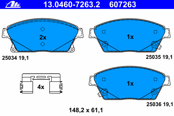 13.0460-7263.2 ATE klocki hamulcowe przednie tarczowe