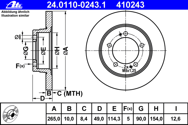 Tarcza hamulcowa tylna Mitsubishi Eclipse 1 D22A, D27A