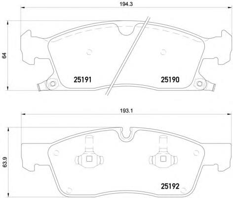 Klocki hamulcowe przednie tarczowe 68052370AE Chrysler