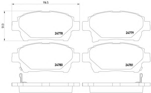 Do koszyka 0446574020 Toyota Klocki hamulcowe przednie tarczowe