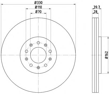 Tarcza hamulcowa przednia 8DD355116651 HELLA