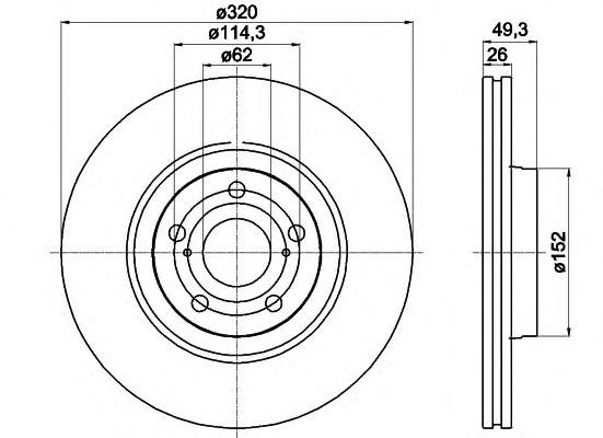 Tarcza hamulcowa przednia 4351205090 Toyota