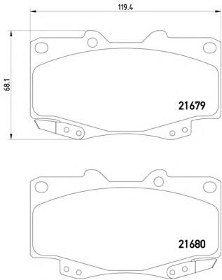 Klocki hamulcowe przednie tarczowe Toyota 044650K220
