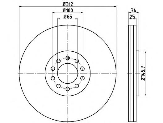 8N0615301A VAG Tarcza hamulcowa przednia