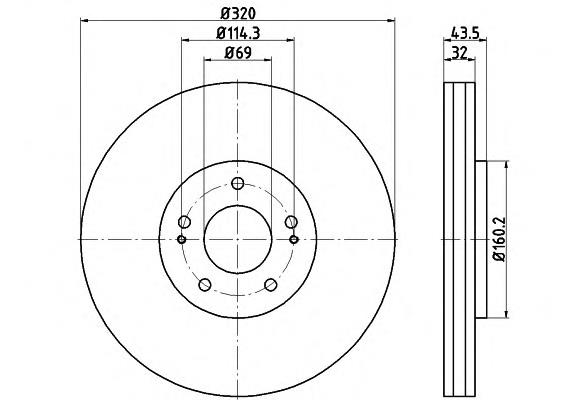 Do koszyka MR370723 Mitsubishi Tarcza hamulcowa przednia