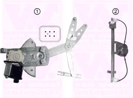 Mechanizm podnoszenia szyby drzwi przednich lewych Opel 93184842