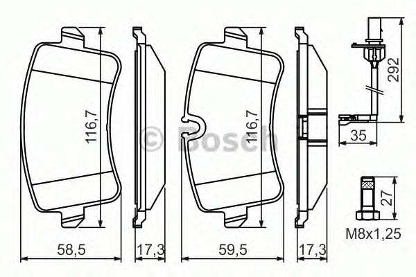 0986494446 Bosch okładziny (klocki do hamulców tarczowych tylne)