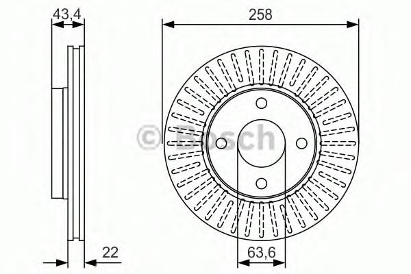 Do koszyka 0986479R64 Bosch Tarcza hamulcowa przednia