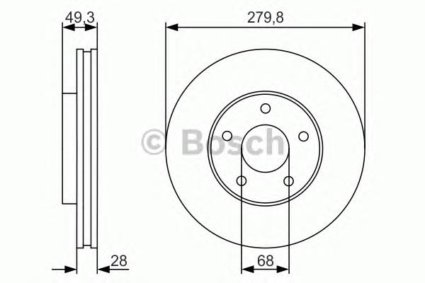 Do koszyka 0986479R90 Bosch Tarcza hamulcowa przednia