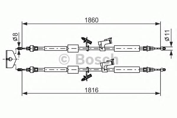 1987482189 Bosch Linka hamulca ręcznego tylna prawa/lewa