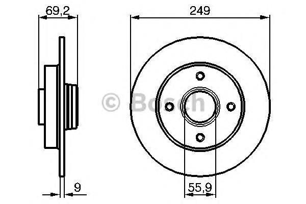 0986479255 Bosch tarcza hamulcowa tylna