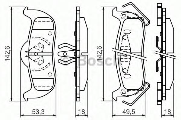 0986494142 Bosch okładziny (klocki do hamulców tarczowych tylne)